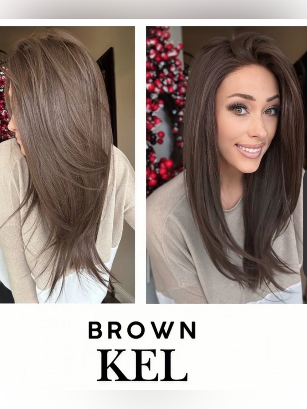 KEL 22" Brown Glueless Front Lace Wig